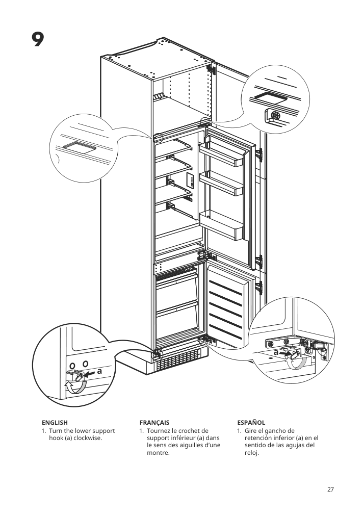 Assembly instructions for IKEA Superkall built in panel ready refrigerator panel ready | Page 27 - IKEA SUPERKALL Built-in, panel-ready refrigerator 205.090.16