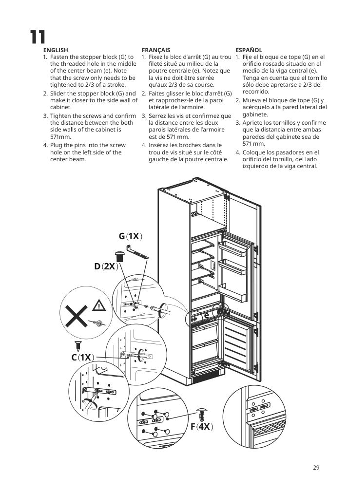 Assembly instructions for IKEA Superkall built in panel ready refrigerator panel ready | Page 29 - IKEA SUPERKALL Built-in, panel-ready refrigerator 205.090.16