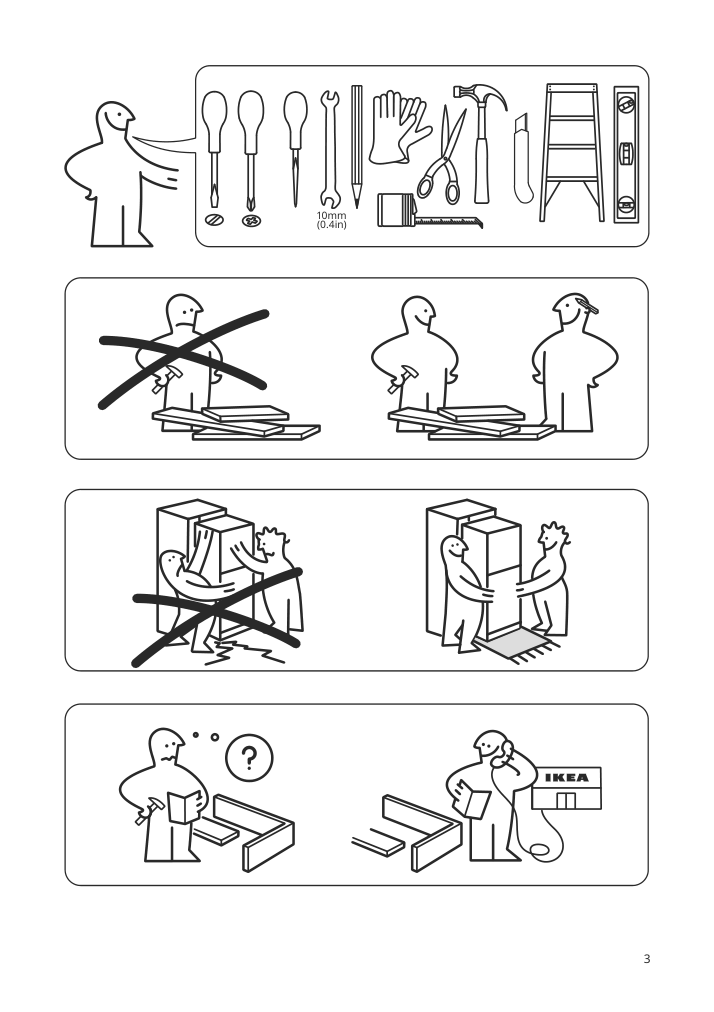 Assembly instructions for IKEA Superkall built in panel ready refrigerator panel ready | Page 3 - IKEA SUPERKALL Built-in, panel-ready refrigerator 205.090.16