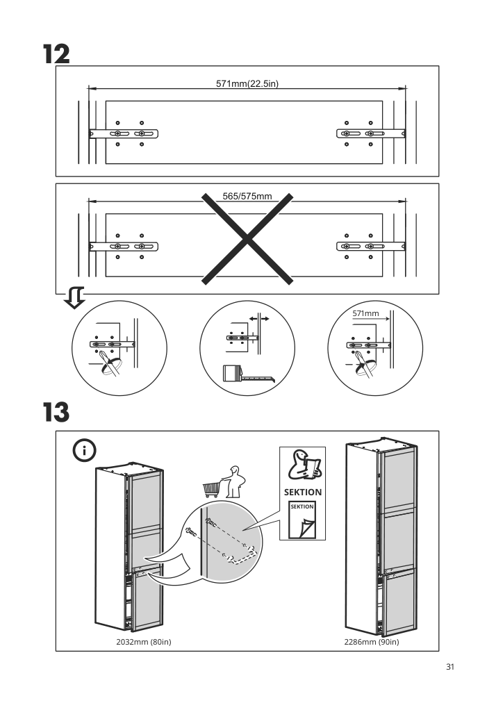 Assembly instructions for IKEA Superkall built in panel ready refrigerator panel ready | Page 31 - IKEA SUPERKALL Built-in, panel-ready refrigerator 205.090.16