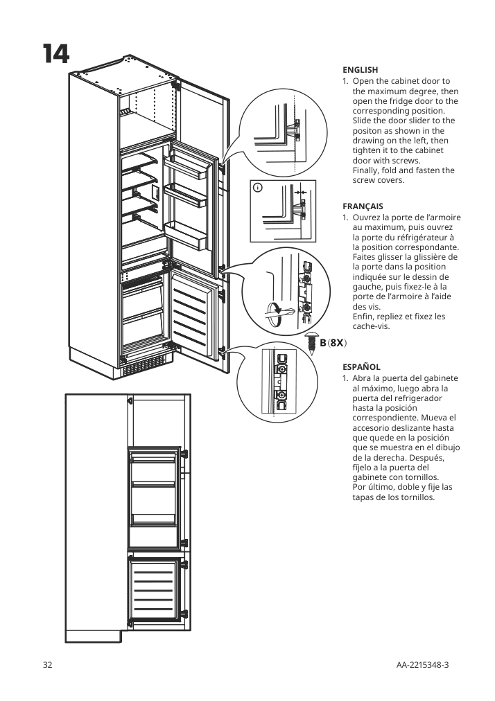 Assembly instructions for IKEA Superkall built in panel ready refrigerator panel ready | Page 32 - IKEA SUPERKALL Built-in, panel-ready refrigerator 205.090.16