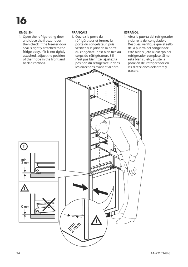 Assembly instructions for IKEA Superkall built in panel ready refrigerator panel ready | Page 34 - IKEA SUPERKALL Built-in, panel-ready refrigerator 205.090.16