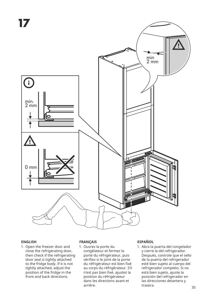 Assembly instructions for IKEA Superkall built in panel ready refrigerator panel ready | Page 35 - IKEA SUPERKALL Built-in, panel-ready refrigerator 205.090.16