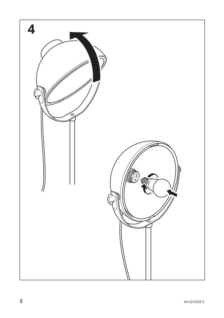 Assembly instructions for IKEA Svartnora floor lamp with led bulb black | Page 8 - IKEA SVARTNORA floor lamp with LED bulb 004.594.37