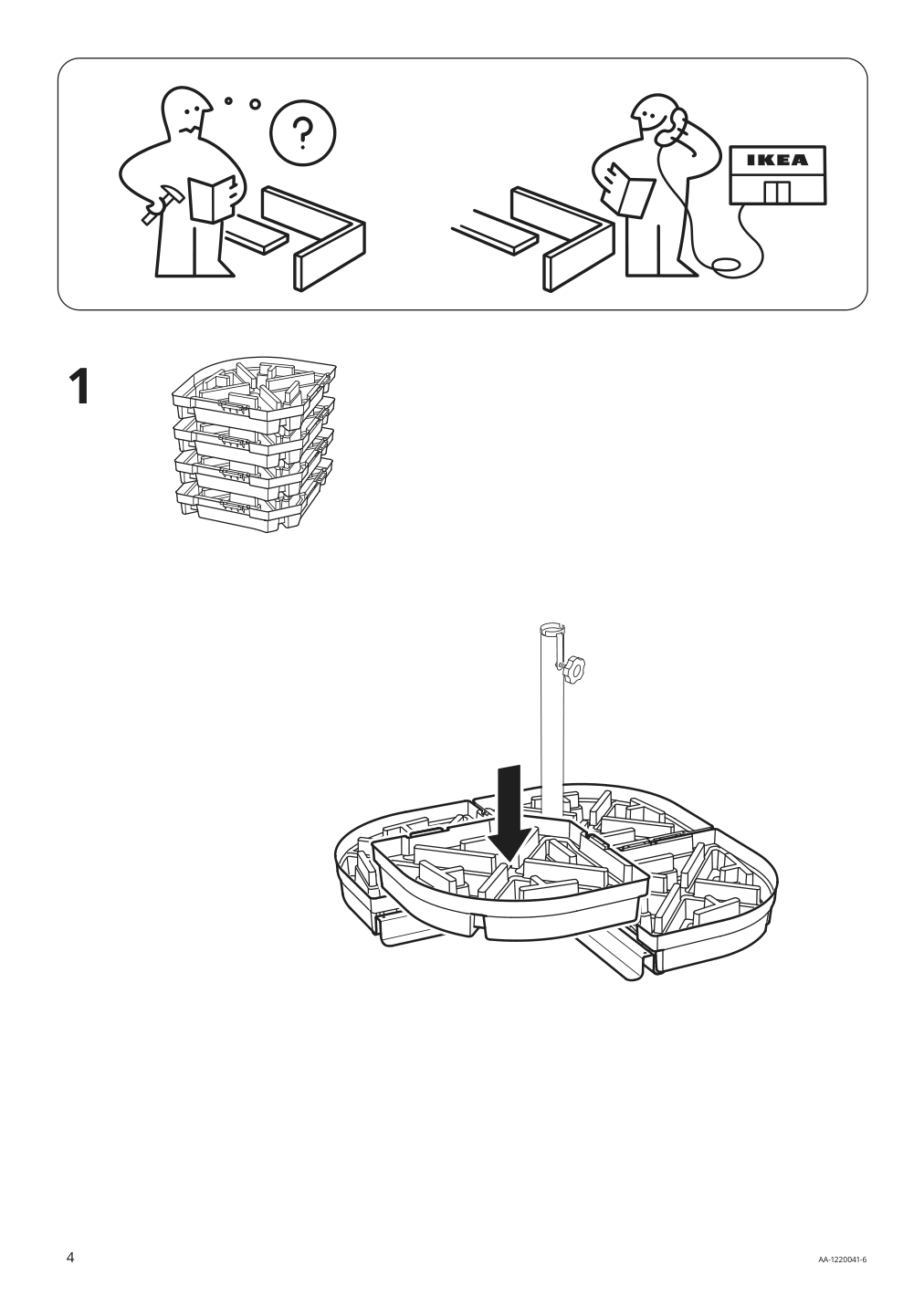 Assembly instructions for IKEA Svartoe umbrella base dark gray | Page 4 - IKEA OXNÖ / VÅRHOLMEN hanging umbrella with base 893.257.41