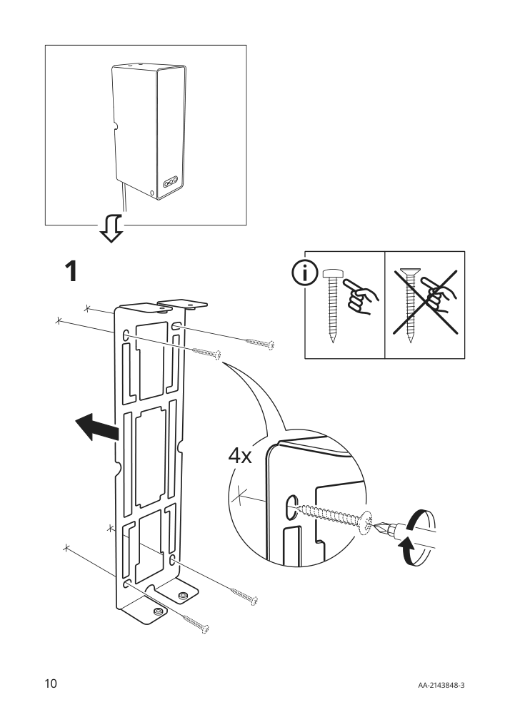 Assembly instructions for IKEA Symfonisk bookshelf speaker wall bracket white | Page 10 - IKEA SYMFONISK bookshelf speaker wall bracket 104.609.30