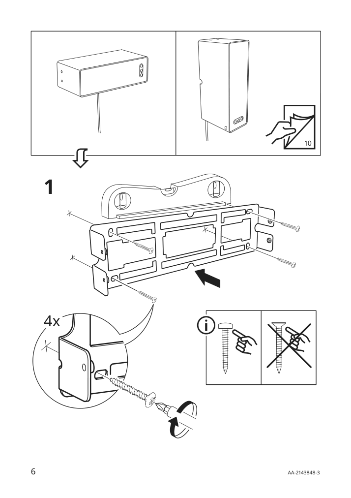 Assembly instructions for IKEA Symfonisk bookshelf speaker wall bracket white | Page 6 - IKEA SYMFONISK bookshelf speaker wall bracket 104.609.30