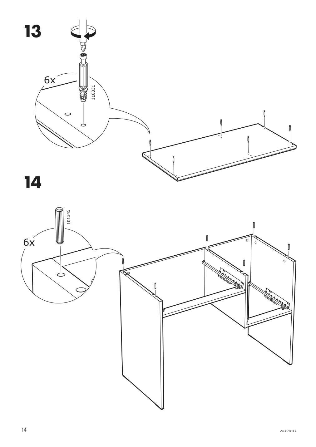 Assembly instructions for IKEA Syvde dressing table white | Page 14 - IKEA SYVDE dressing table 804.307.46