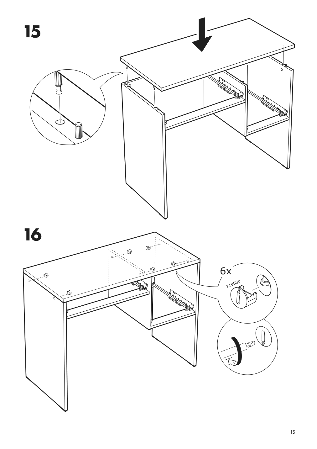 Assembly instructions for IKEA Syvde dressing table white | Page 15 - IKEA SYVDE dressing table 804.307.46