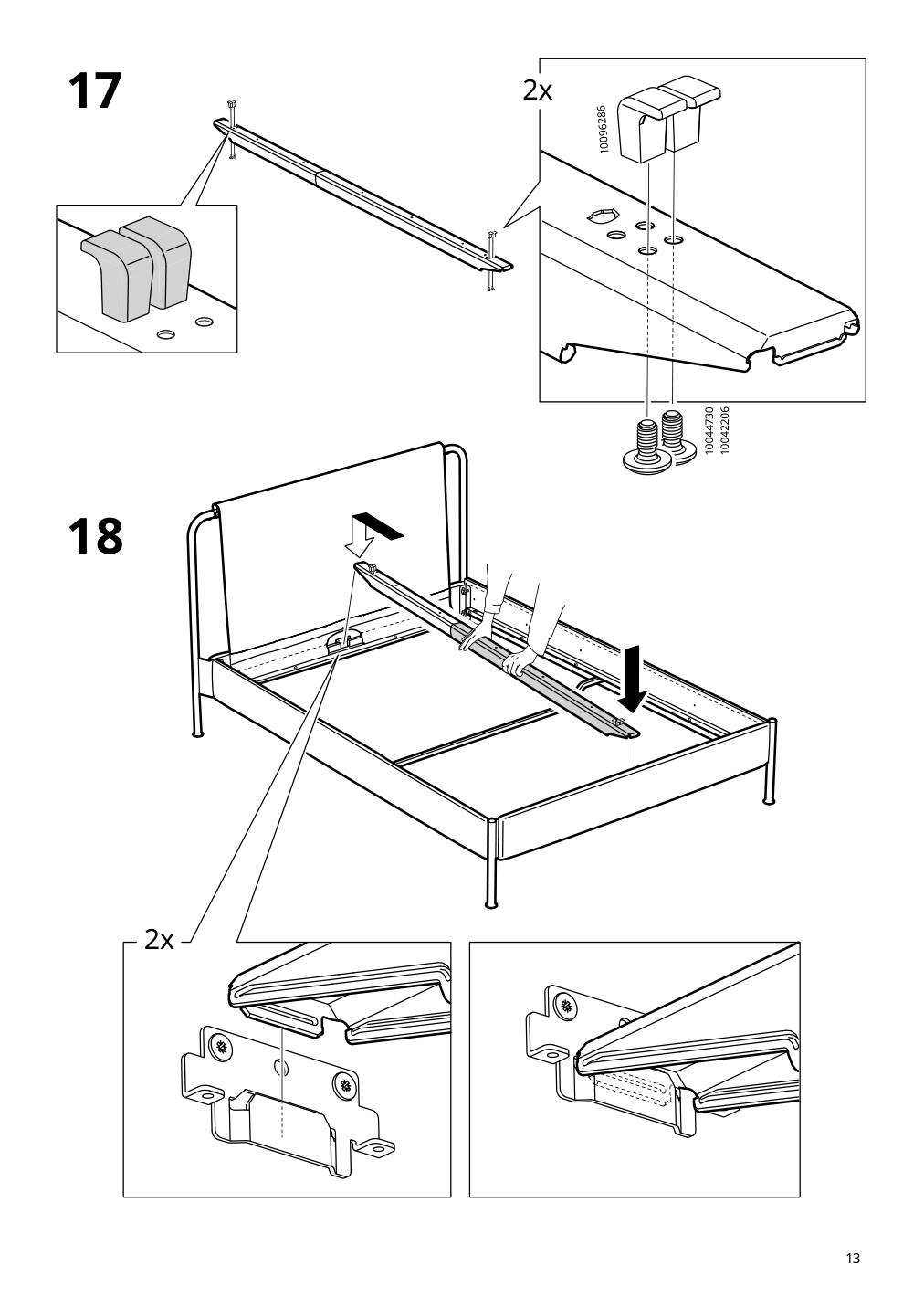 Assembly instructions for IKEA Taellasen upholstered bed frame kulsta gray green | Page 13 - IKEA TÄLLÅSEN upholstered bed frame 295.147.68