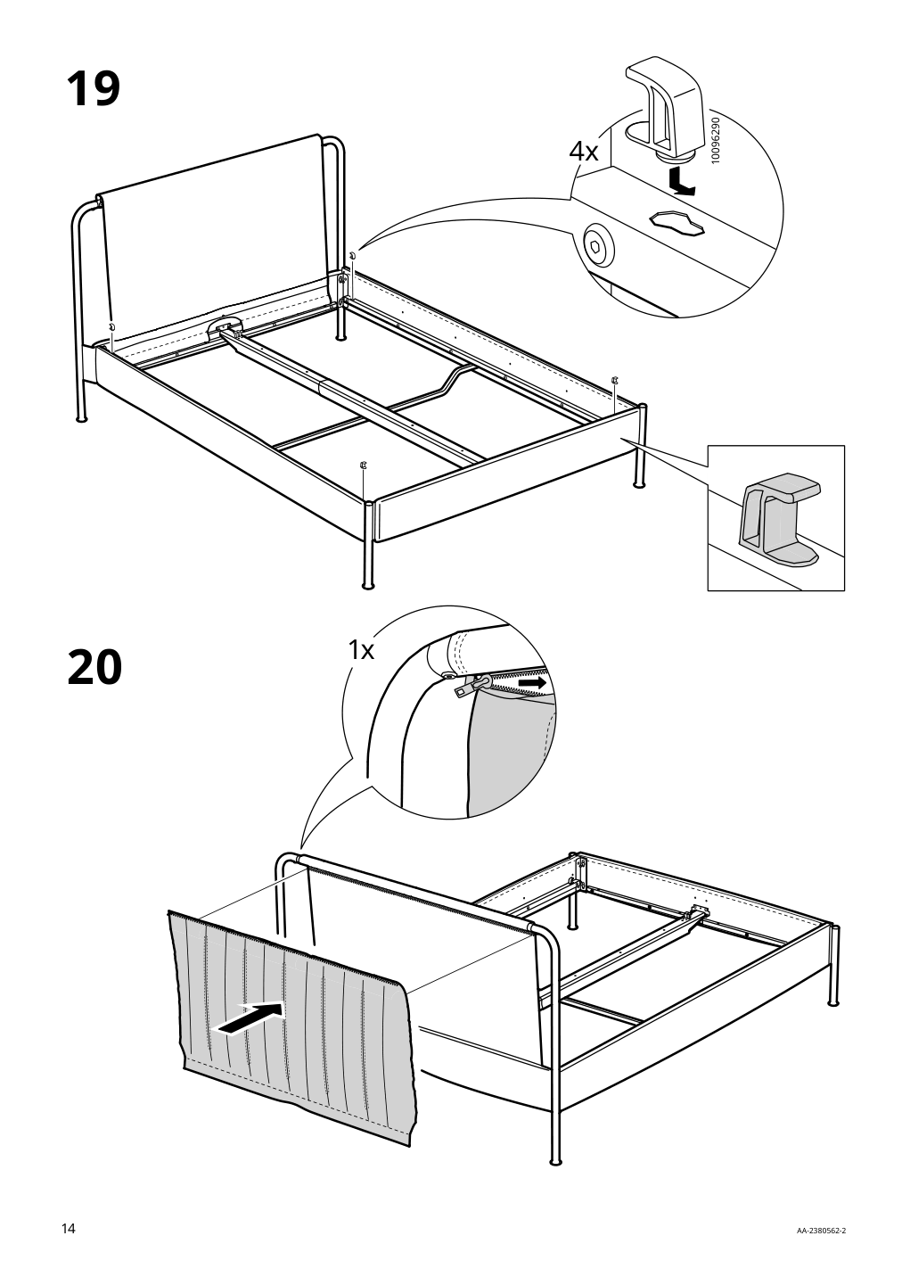 Assembly instructions for IKEA Taellasen upholstered bed frame kulsta gray green | Page 14 - IKEA TÄLLÅSEN upholstered bed frame 295.147.68