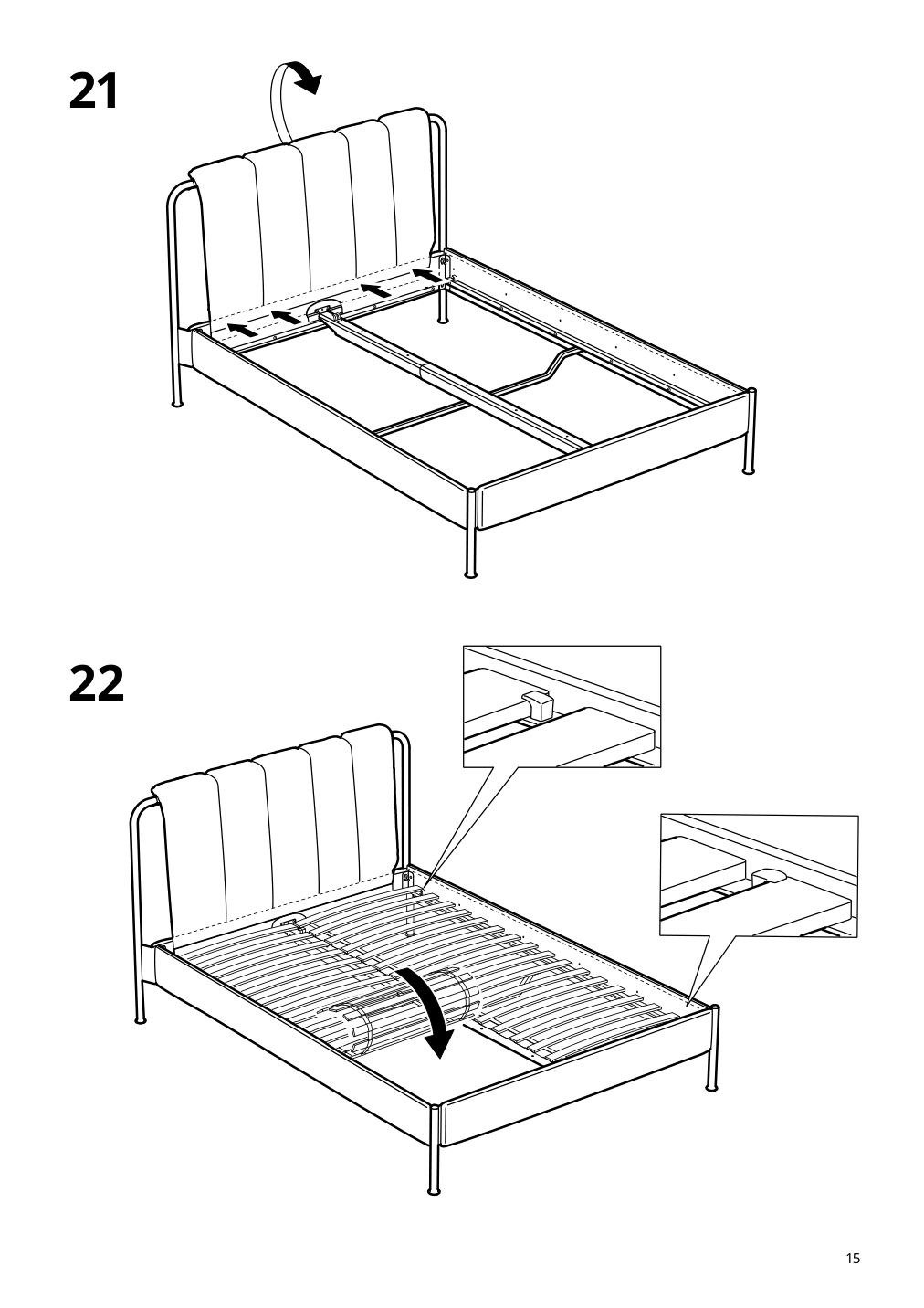 Assembly instructions for IKEA Taellasen upholstered bed frame kulsta gray green | Page 15 - IKEA TÄLLÅSEN upholstered bed frame 295.147.68