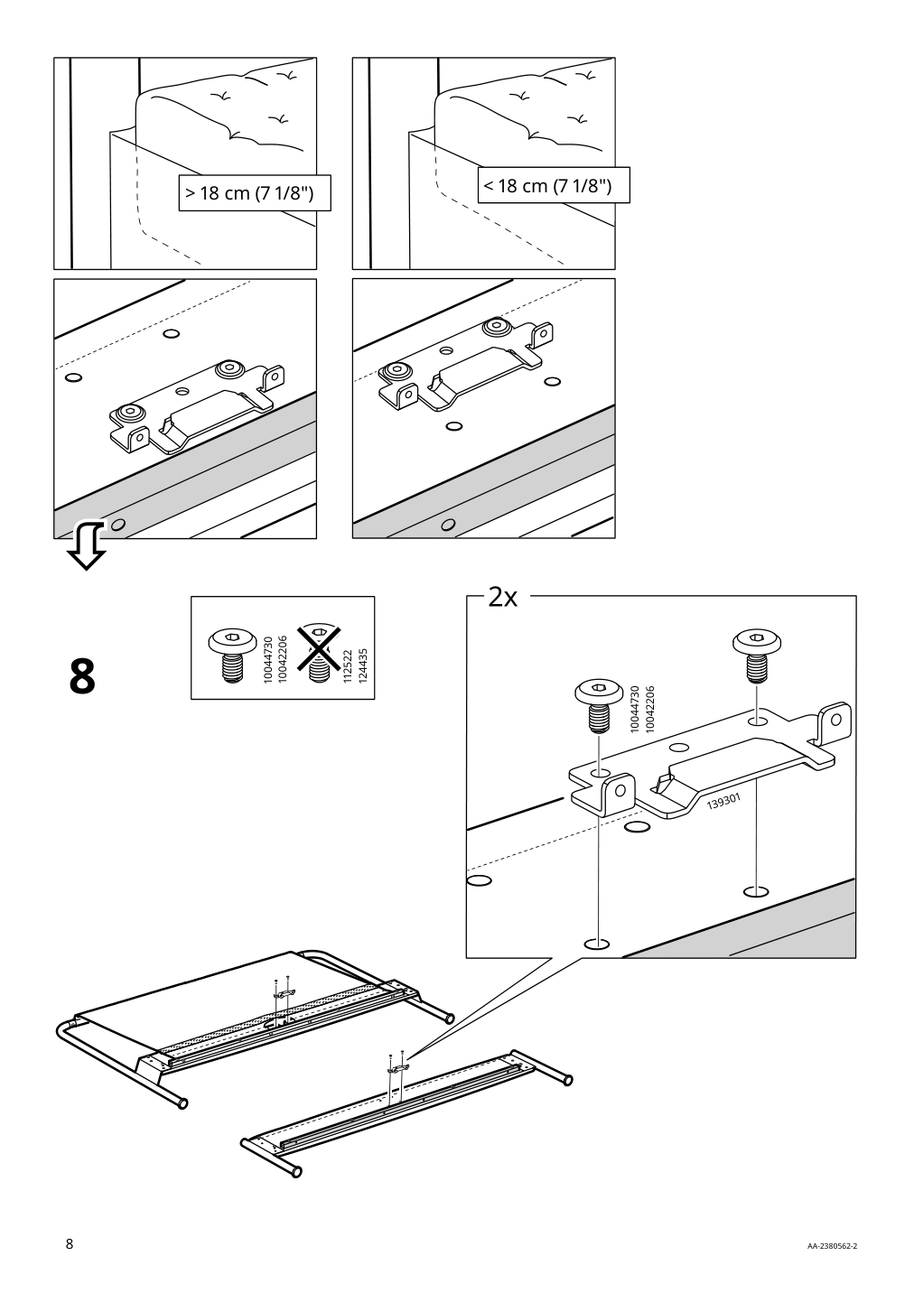 Assembly instructions for IKEA Taellasen upholstered bed frame kulsta light beige | Page 8 - IKEA TÄLLÅSEN upholstered bed frame 905.647.78