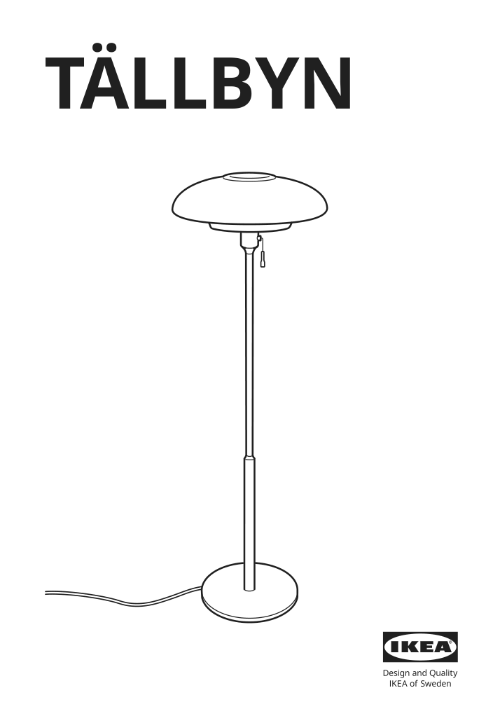 Assembly instructions for IKEA Taellbyn floor lamp nickel plated opal glass | Page 1 - IKEA TÄLLBYN floor lamp 404.377.40