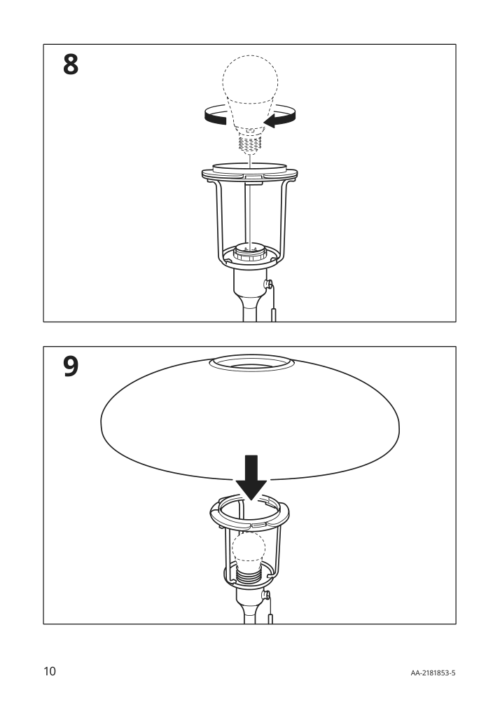 Assembly instructions for IKEA Taellbyn floor lamp nickel plated opal glass | Page 10 - IKEA TÄLLBYN floor lamp 404.377.40