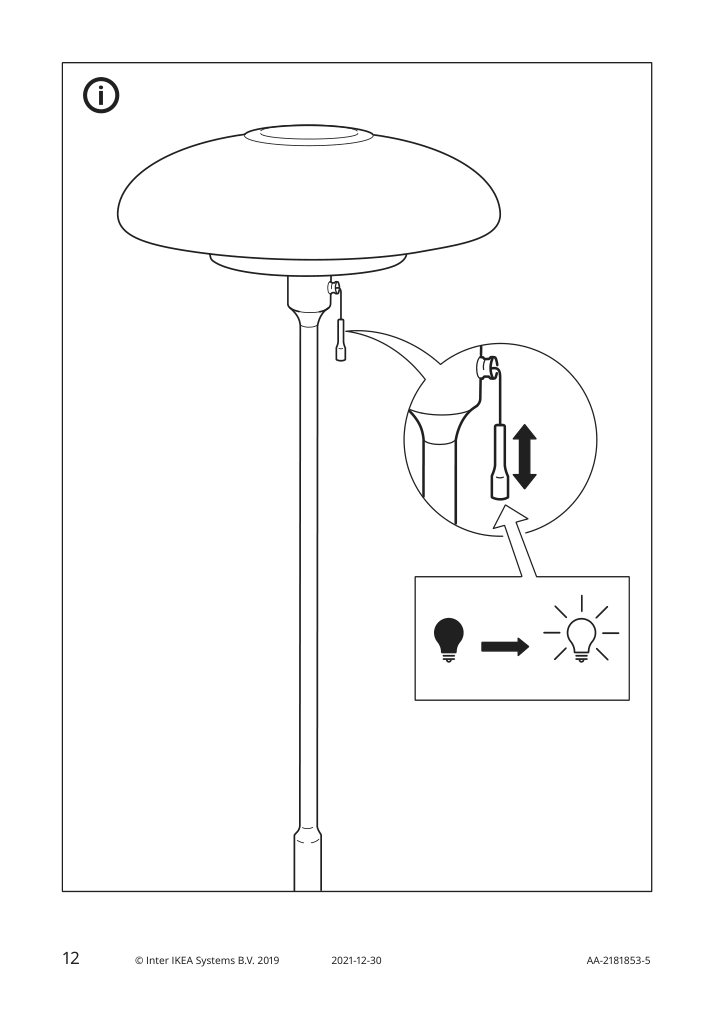 Assembly instructions for IKEA Taellbyn floor lamp nickel plated opal glass | Page 12 - IKEA TÄLLBYN floor lamp 404.377.40