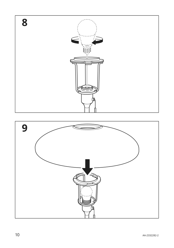 Assembly instructions for IKEA Taellbyn floor lamp nickel plated opal glass | Page 10 - IKEA TÄLLBYN floor lamp 404.377.40