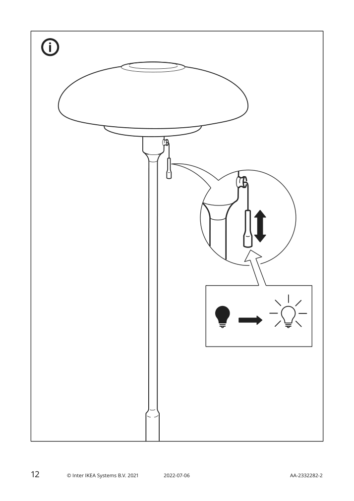 Assembly instructions for IKEA Taellbyn floor lamp nickel plated opal glass | Page 12 - IKEA TÄLLBYN floor lamp 404.377.40