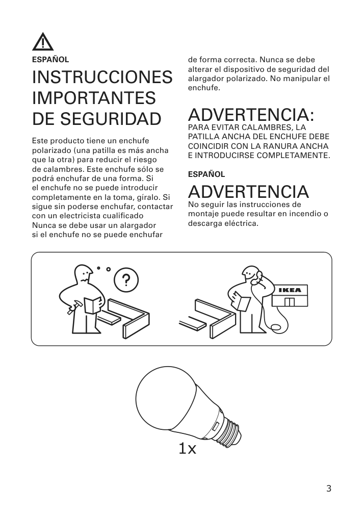 Assembly instructions for IKEA Taellbyn table lamp with led bulb nickel plated opal glass | Page 3 - IKEA TÄLLBYN table lamp with LED bulb 004.308.11