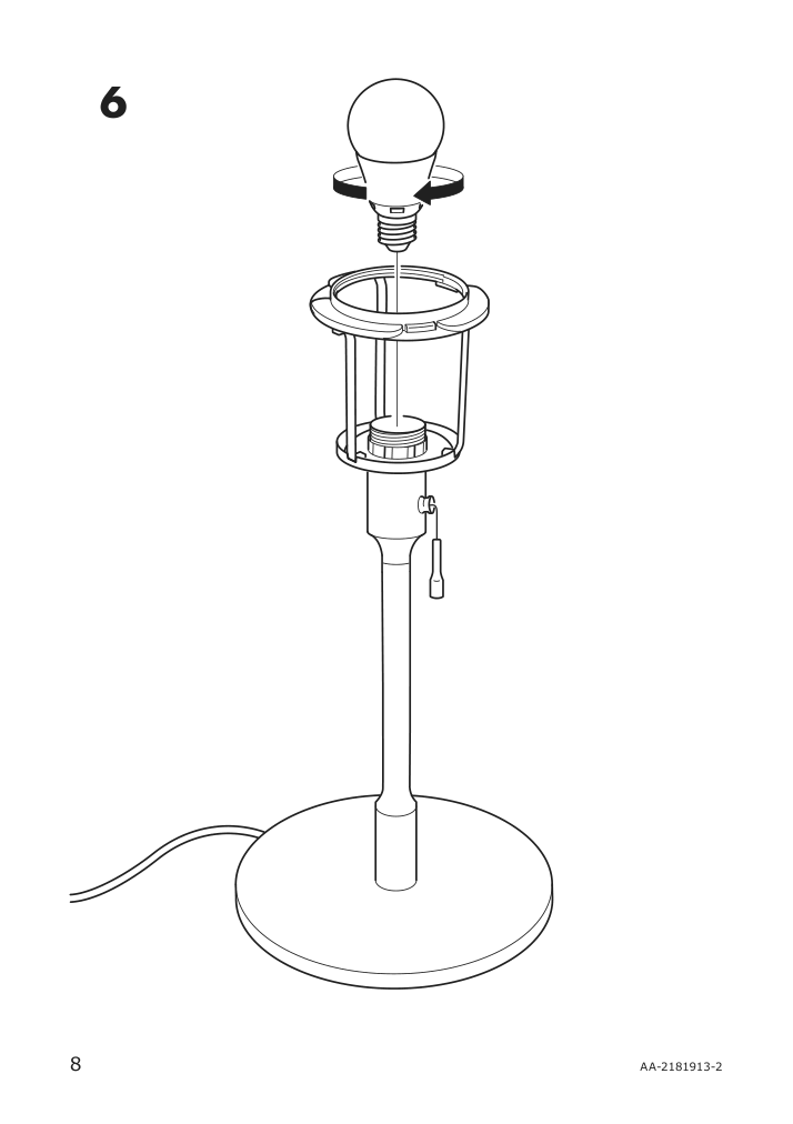 Assembly instructions for IKEA Taellbyn table lamp with led bulb nickel plated opal glass | Page 8 - IKEA TÄLLBYN table lamp with LED bulb 004.308.11