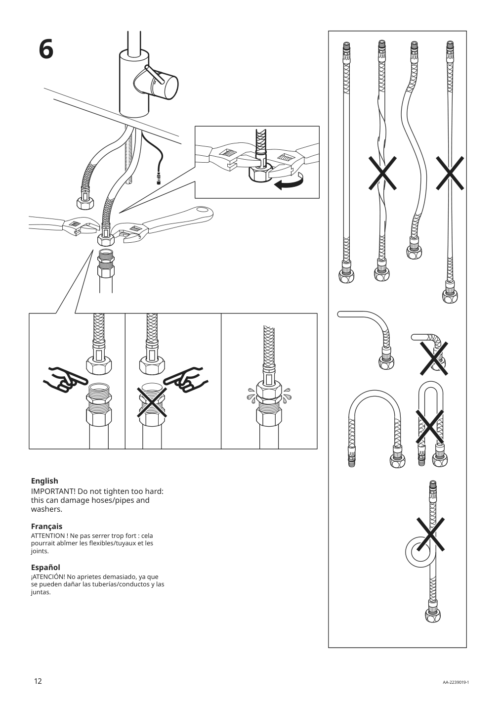 Assembly instructions for IKEA Taemnaren kitchen faucet w sensor stainless steel color | Page 12 - IKEA TÄMNAREN kitchen faucet w sensor 903.594.95