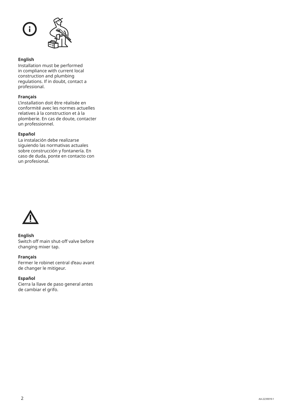 Assembly instructions for IKEA Taemnaren kitchen faucet w sensor stainless steel color | Page 2 - IKEA TÄMNAREN kitchen faucet w sensor 903.594.95