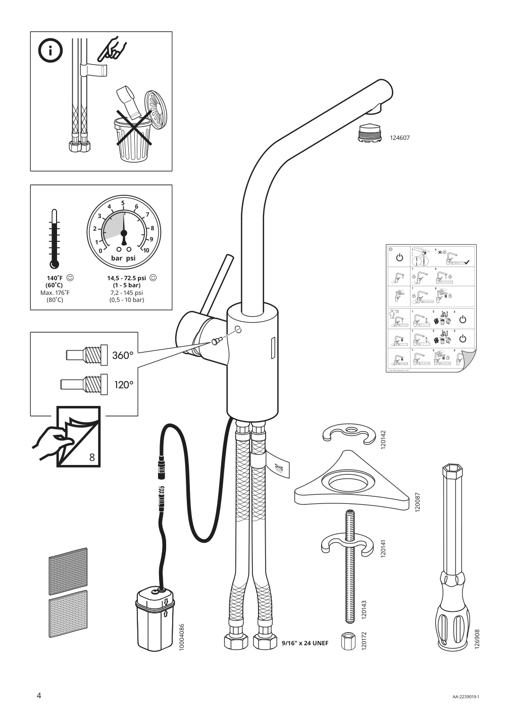 Assembly instructions for IKEA Taemnaren kitchen faucet w sensor stainless steel color | Page 4 - IKEA TÄMNAREN kitchen faucet w sensor 903.594.95