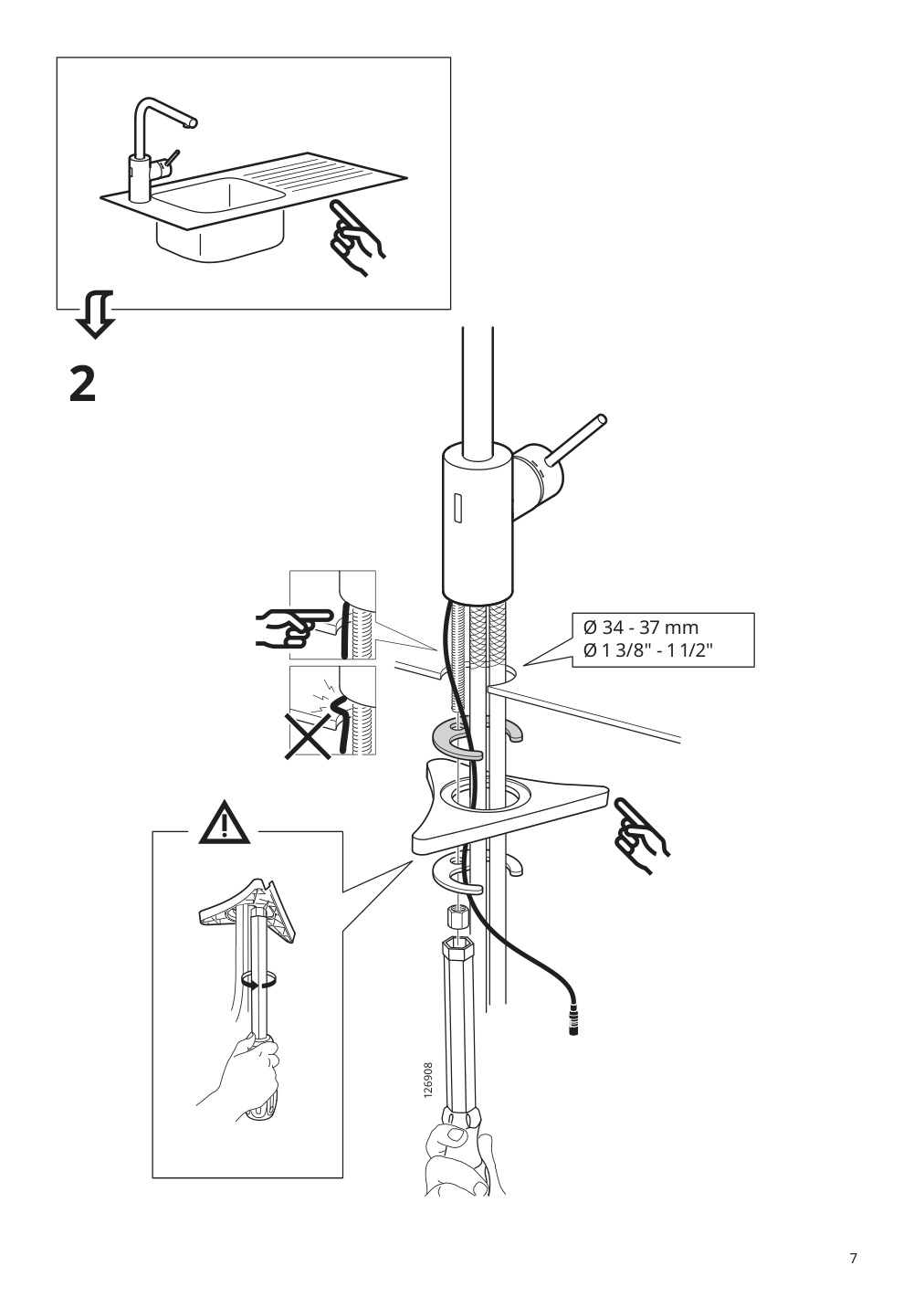 Assembly instructions for IKEA Taemnaren kitchen faucet w sensor stainless steel color | Page 7 - IKEA TÄMNAREN kitchen faucet w sensor 903.594.95