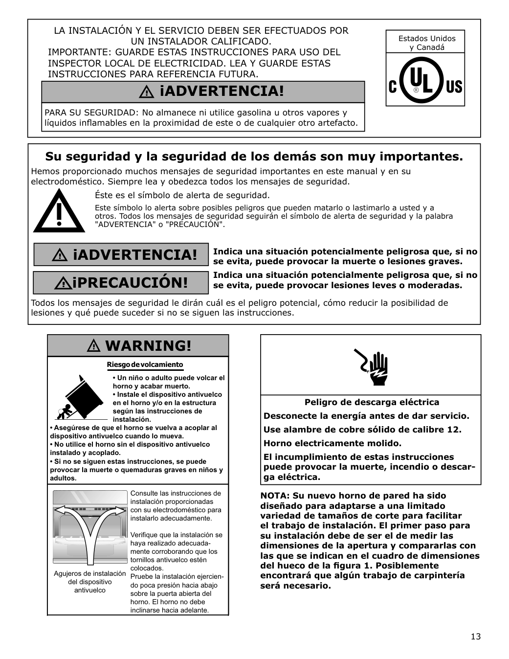 Assembly instructions for IKEA Taengby fan convection wall oven self clean stainless steel | Page 13 - IKEA TÄNGBY Fan Convection Wall Oven self-clean 405.405.44