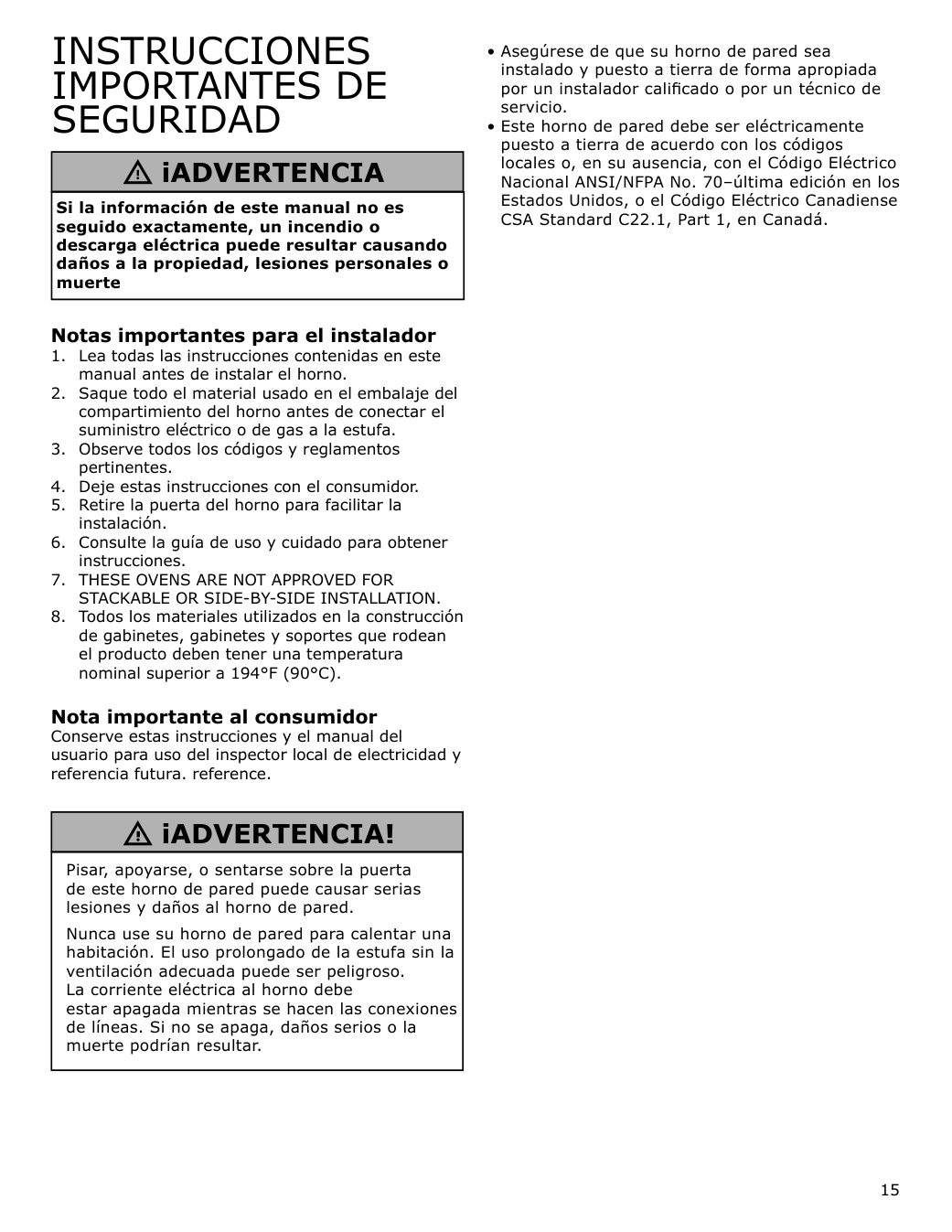 Assembly instructions for IKEA Taengby fan convection wall oven self clean stainless steel | Page 15 - IKEA TÄNGBY Fan Convection Wall Oven self-clean 405.405.44