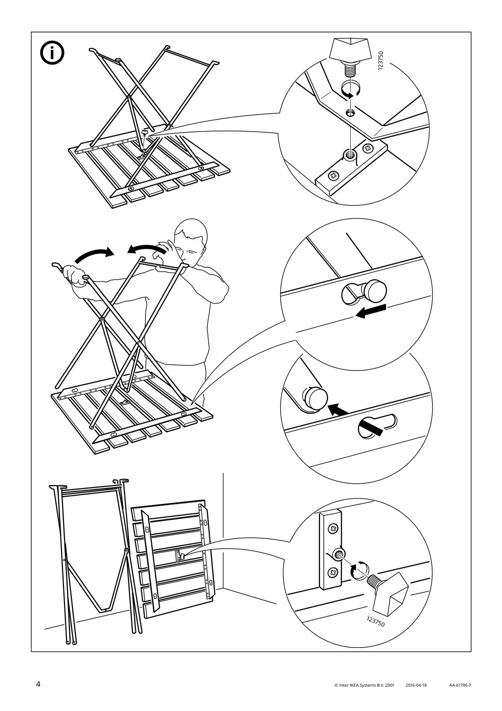 Assembly instructions for IKEA Taernoe table outdoor black light brown stained | Page 4 - IKEA TÄRNÖ table+2 chairs, outdoor 698.984.15