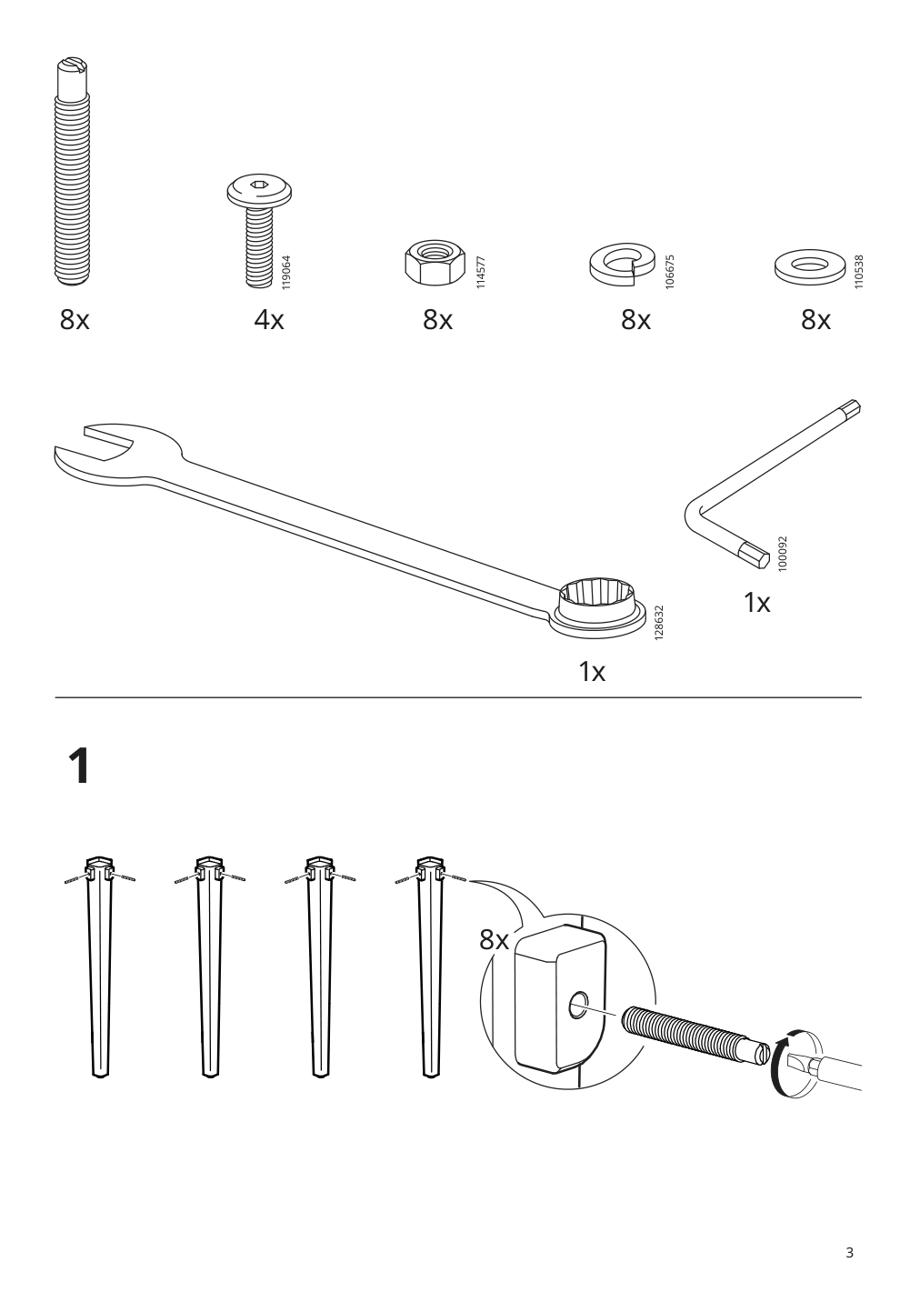 Assembly instructions for IKEA Tegeloen table outdoor dark gray black | Page 3 - IKEA TEGELÖN / VÄSMAN table+6 armchairs, outdoor 194.371.34