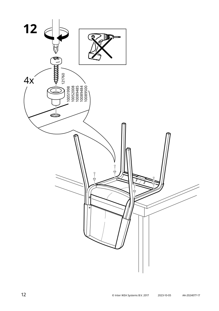 Assembly instructions for IKEA Teodores chair black | Page 12 - IKEA TEODORES chair 205.306.21