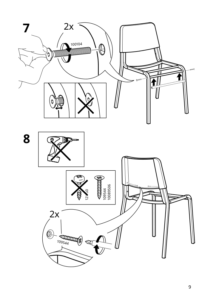 Assembly instructions for IKEA Teodores chair black | Page 9 - IKEA TEODORES chair 205.306.21