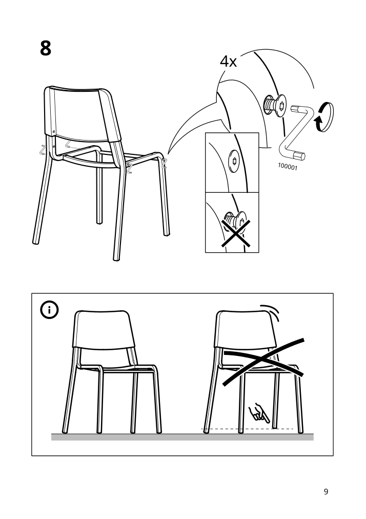 Assembly instructions for IKEA Teodores chair white | Page 9 - IKEA TEODORES chair 193.998.39