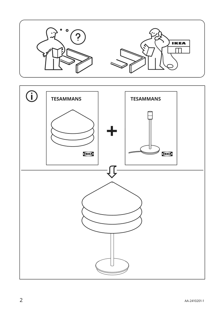 Assembly instructions for IKEA Tesammans lamp shade multicolor | Page 2 - IKEA TESAMMANS lamp shade 705.517.67