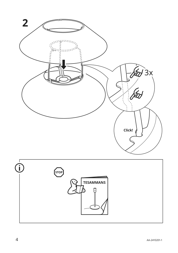 Assembly instructions for IKEA Tesammans lamp shade multicolor | Page 4 - IKEA TESAMMANS lamp shade 705.517.67