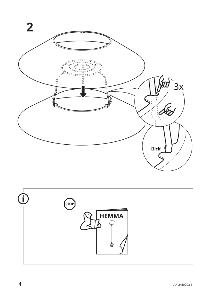 Assembly instructions for IKEA Tesammans pendant lamp shade multicolor | Page 4 - IKEA TESAMMANS pendant lamp shade 005.689.69