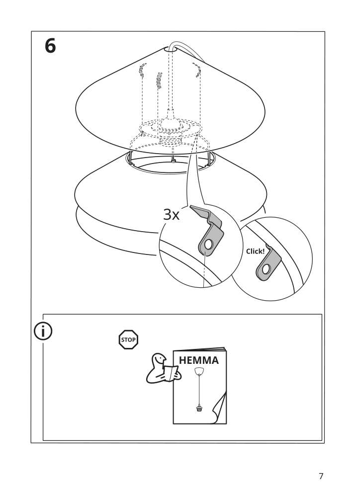 Assembly instructions for IKEA Tesammans pendant lamp shade multicolor | Page 7 - IKEA TESAMMANS pendant lamp shade 005.689.69