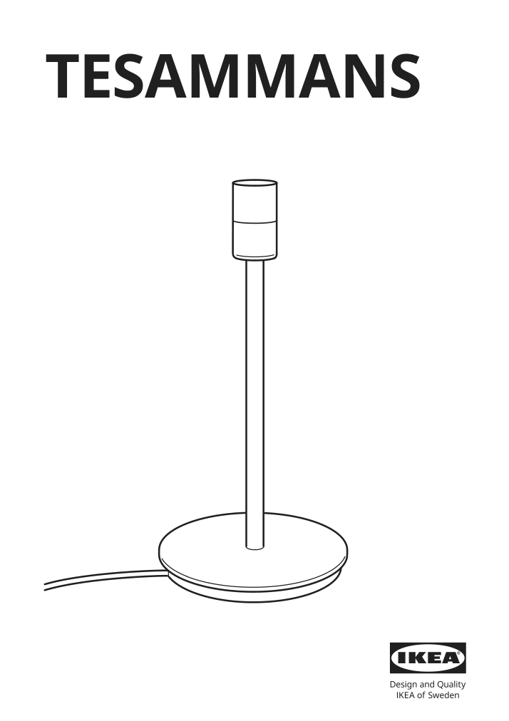 Assembly instructions for IKEA Tesammans table lamp base purple | Page 1 - IKEA TESAMMANS table lamp base 405.689.72