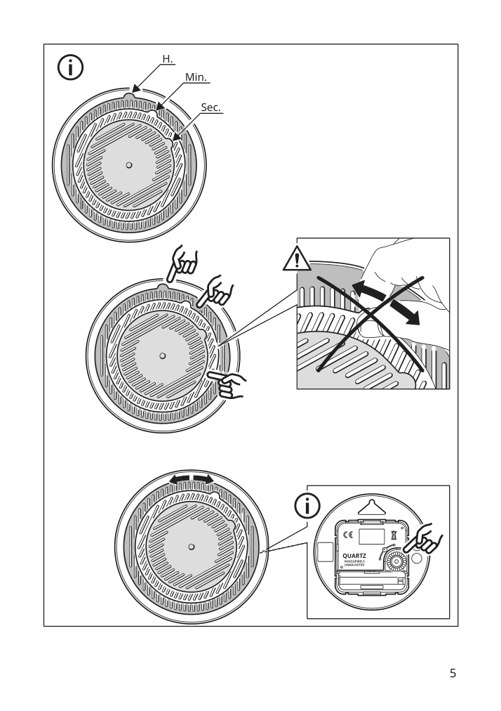 Assembly instructions for IKEA Tesammans wall clock multicolor | Page 5 - IKEA TESAMMANS wall clock 105.689.78