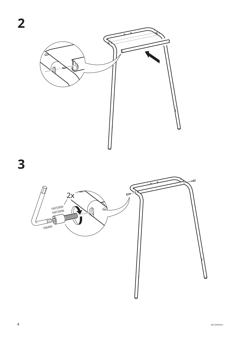 Assembly instructions for IKEA Tillslag trestle white metal | Page 4 - IKEA LAGKAPTEN / TILLSLAG desk 895.084.39