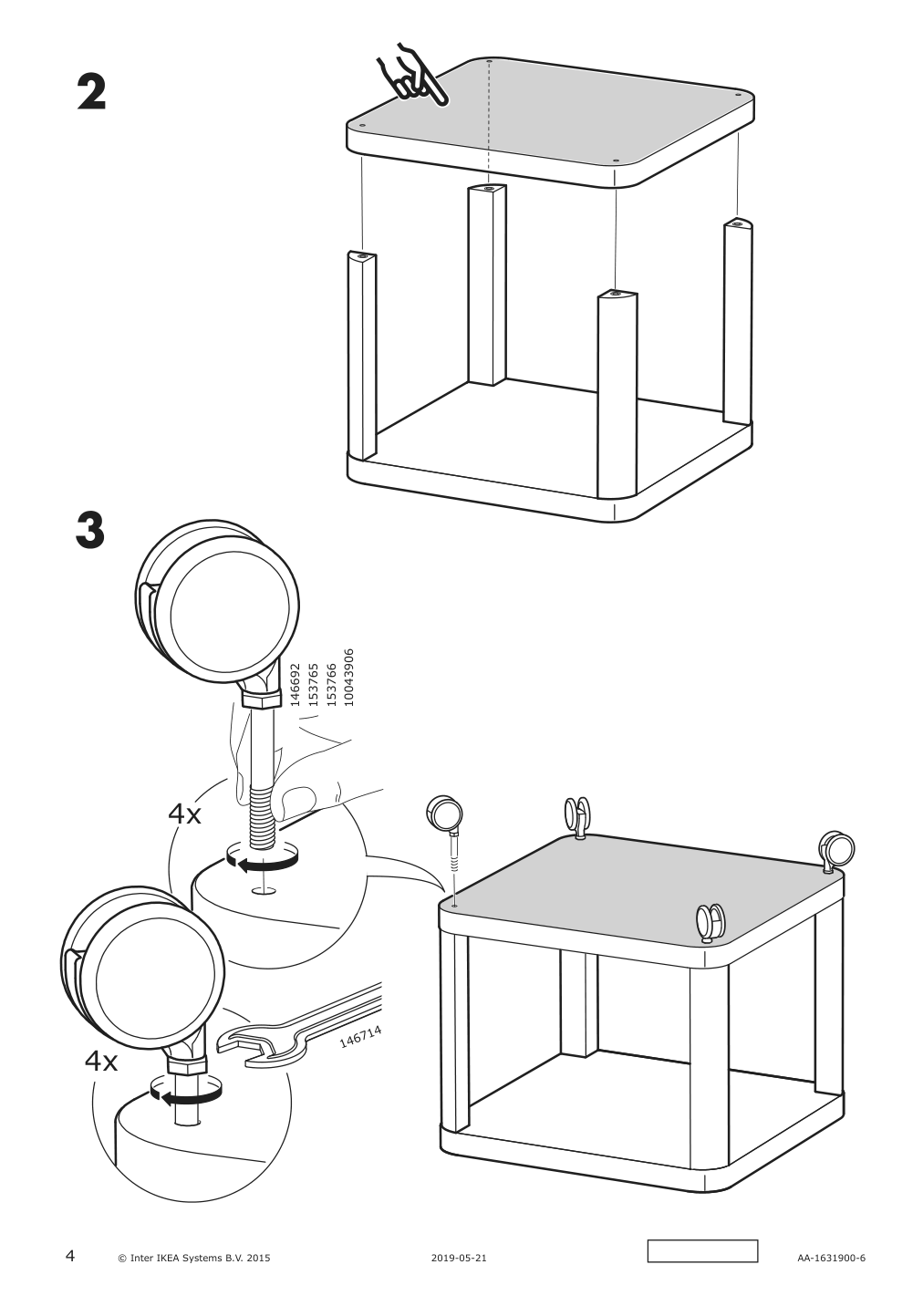 Assembly instructions for IKEA Tingby side table on casters white | Page 4 - IKEA TINGBY side table on casters 202.959.30