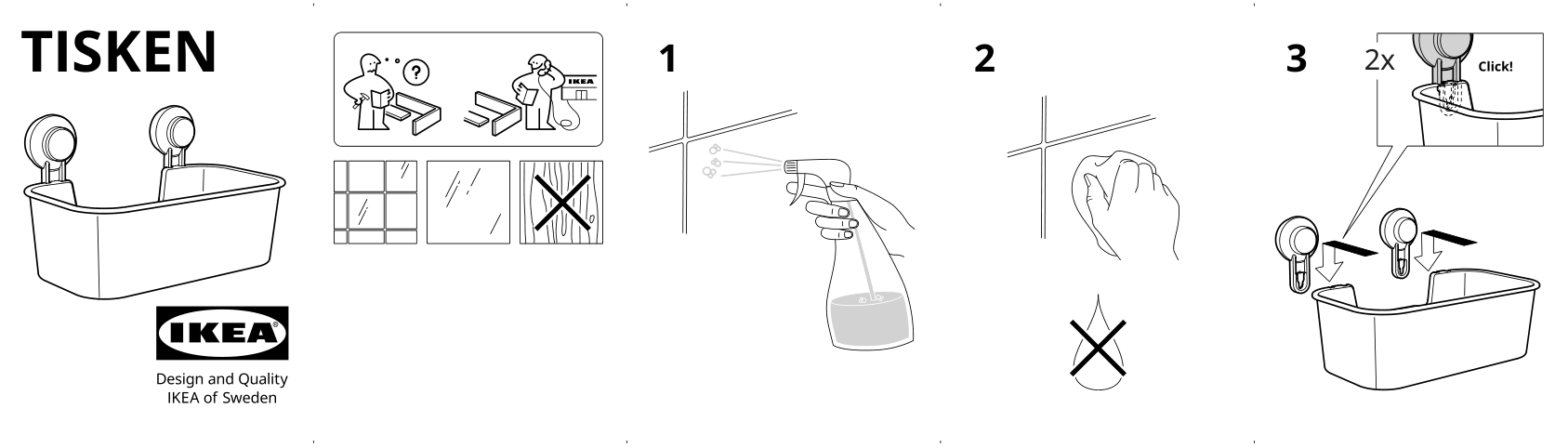 Assembly instructions for IKEA Tisken basket with suction cup white | Page 1 - IKEA TISKEN basket with suction cup 403.812.53