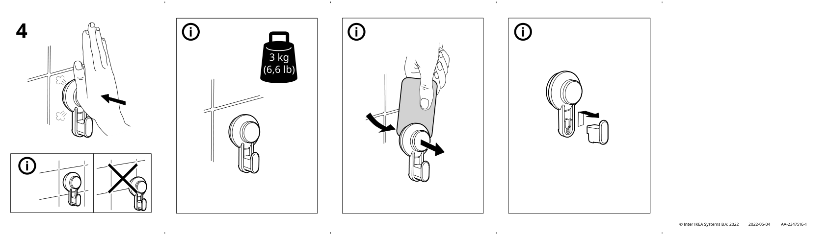 Assembly instructions for IKEA Tisken hook with suction cup white | Page 2 - IKEA TISKEN hook with suction cup 703.812.75