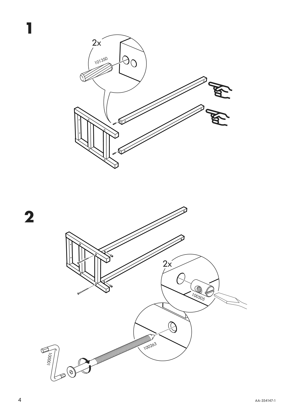 Assembly instructions for IKEA Tjusig bench with shoe storage black | Page 4 - IKEA TJUSIG bench with shoe storage 501.527.03