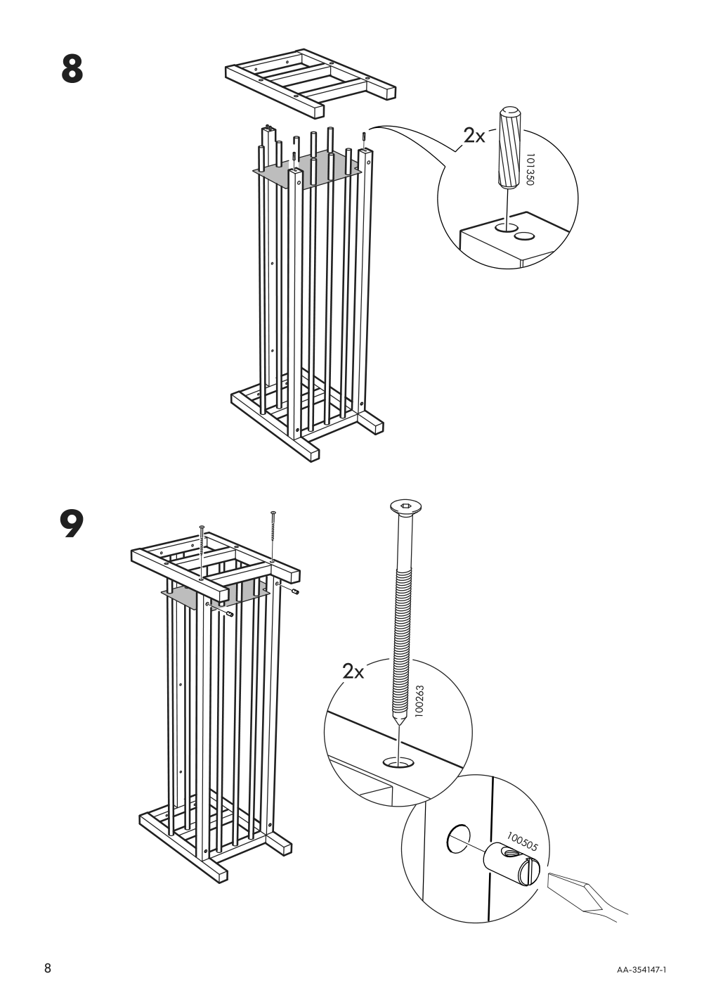 Assembly instructions for IKEA Tjusig bench with shoe storage black | Page 8 - IKEA TJUSIG bench with shoe storage 501.527.03