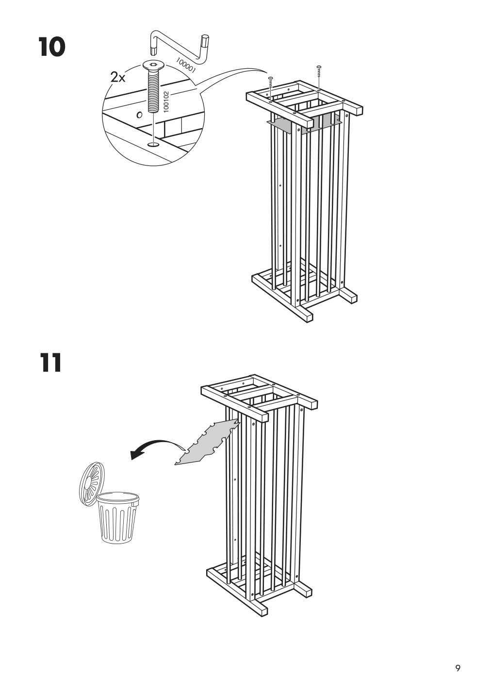 Assembly instructions for IKEA Tjusig bench with shoe storage black | Page 9 - IKEA TJUSIG bench with shoe storage 501.527.03