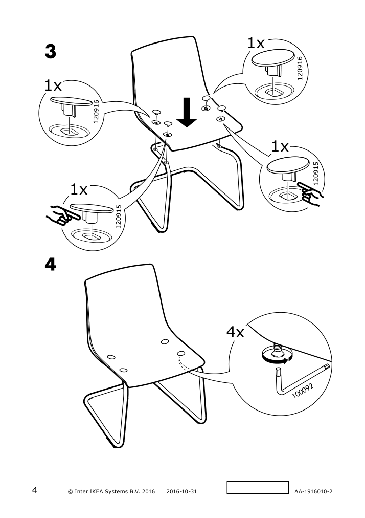 Assembly instructions for IKEA Tobias chair brown red chrome plated | Page 4 - IKEA STRANDTORP / TOBIAS table and 4 chairs 494.848.93