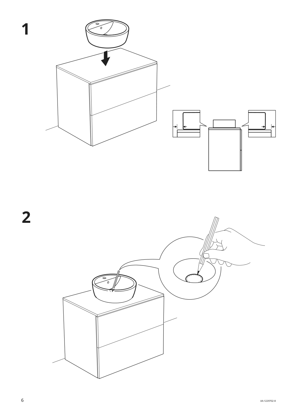 Assembly instructions for IKEA Toernviken countertop sink white | Page 6 - IKEA GODMORGON/TOLKEN / TÖRNVIKEN cabinet, countertop, 19 5/8" sink 993.235.48